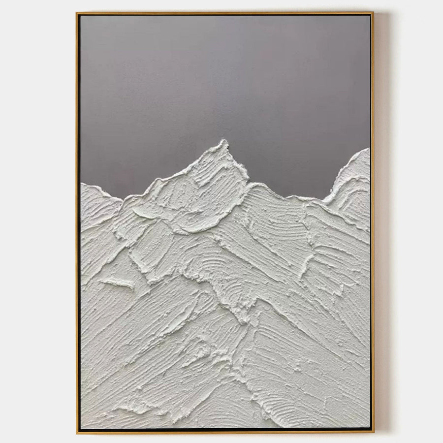 White Textured Peaks Under Gray Sky