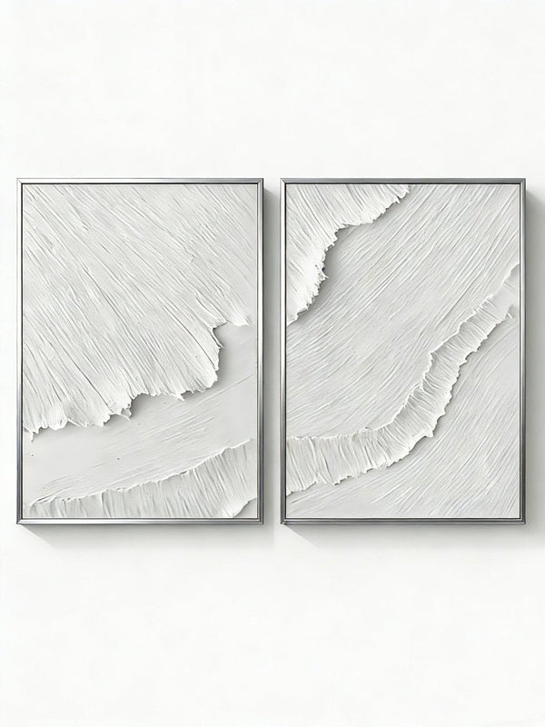 White Textured Plaster Wall Art Set of 2