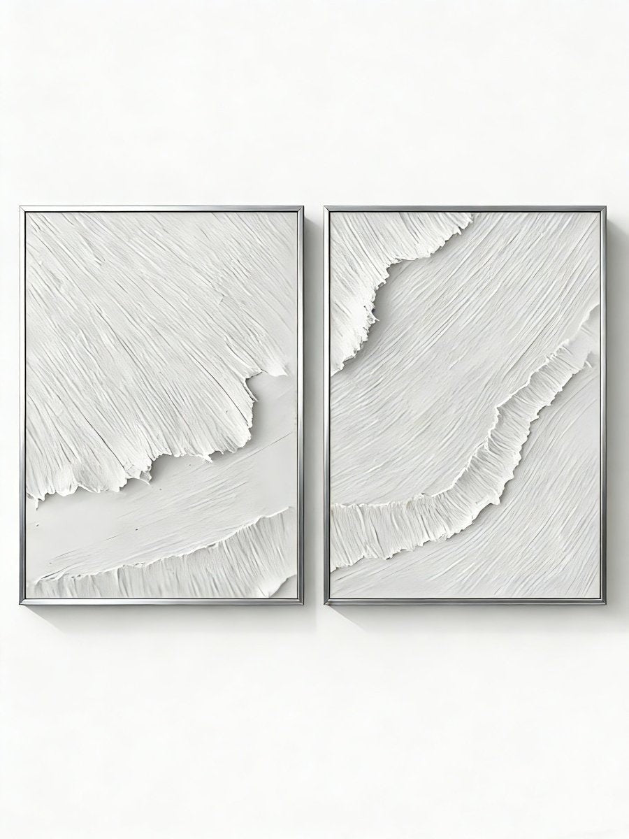 White Textured Plaster Wall Art Set of 2