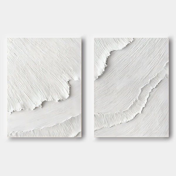 White Tide Textured Diptych