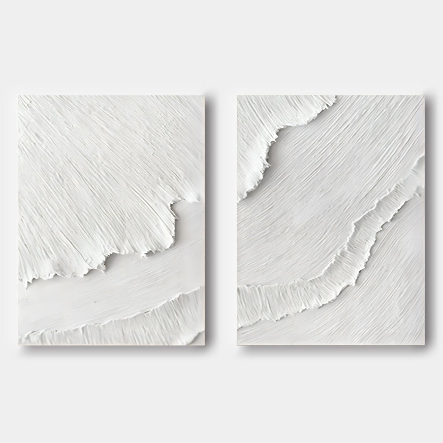 White Tide Textured Diptych