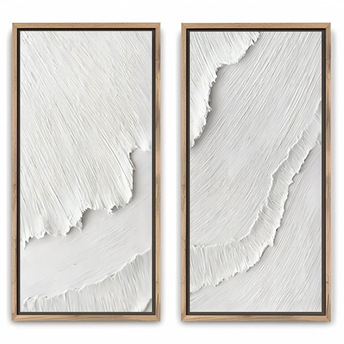 White Tide Textured Relief Diptych