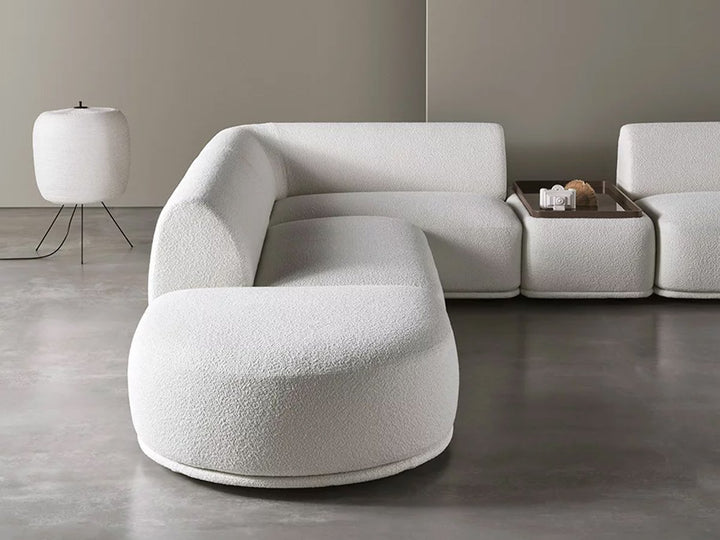 white boucle modular sofa