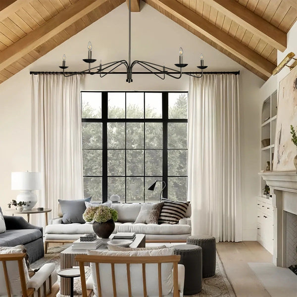 Wide Modern Brass Cluster Chandelier
