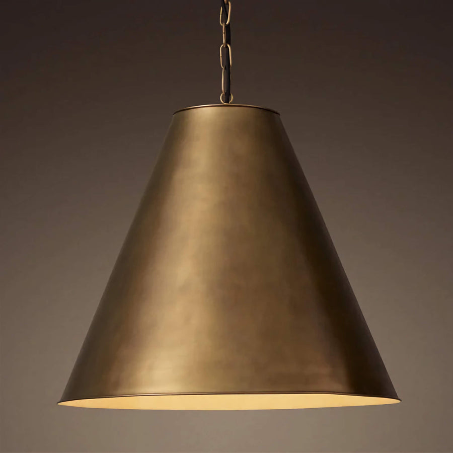 Wide Patinated Brass Cone Pendant