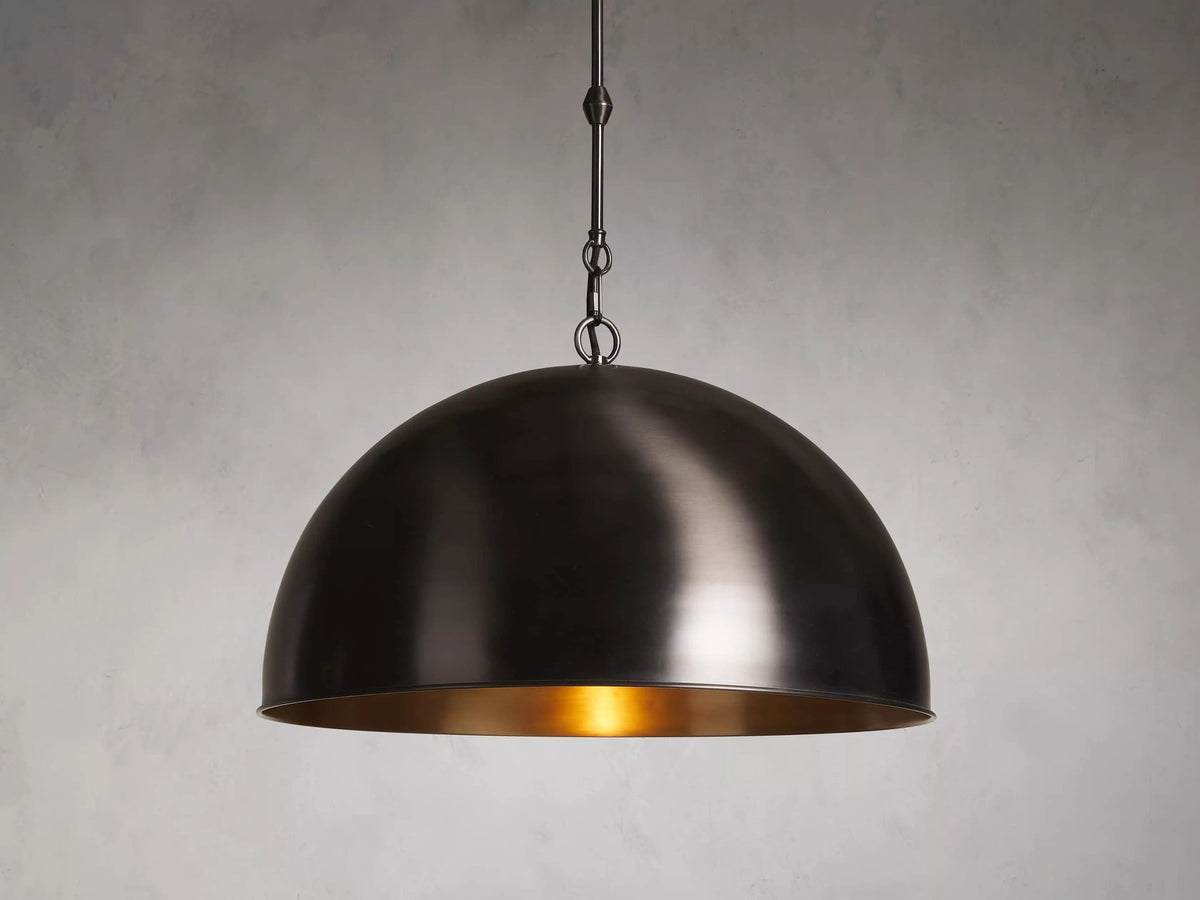Wide Shallow Dome Antique Brass Chain Pendant