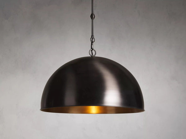 Wide Shallow Dome Antique Brass Chain Pendant