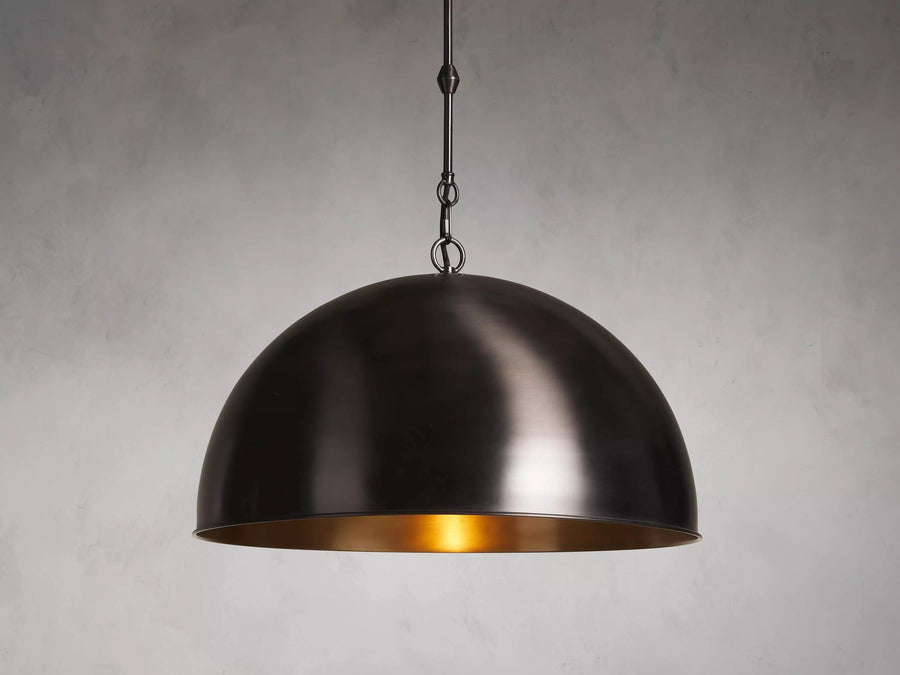 Wide Shallow Dome Antique Brass Chain Pendant