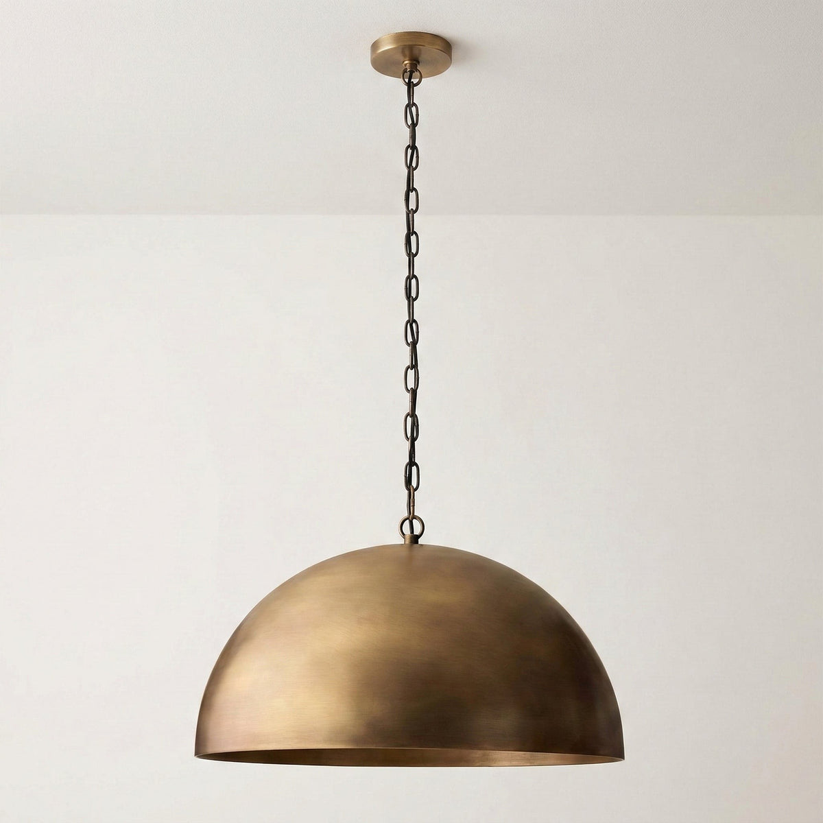 Wide Stainless Steel Dome Pendant with Chain