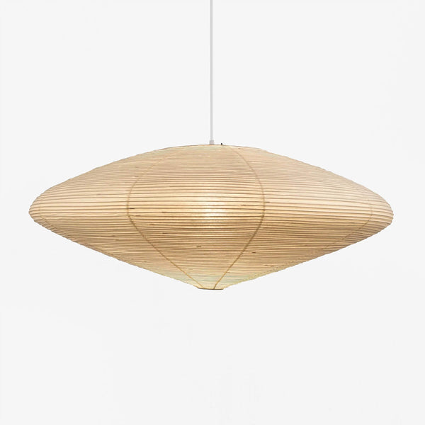Wide Washi Paper Disc Pendant with Bamboo Ribs