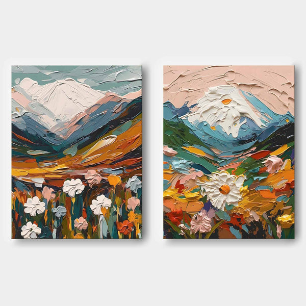 Wildflower Valleys Beneath Snowy Peaks