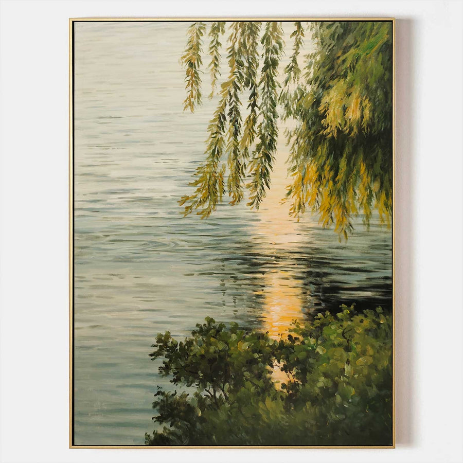 Willow Branches over Sunlit Water
