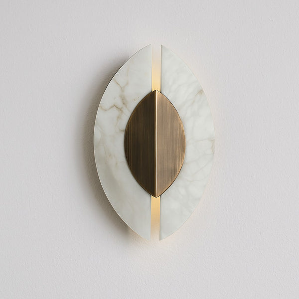Winged Alabaster and Brushed Brass Wall Sconce