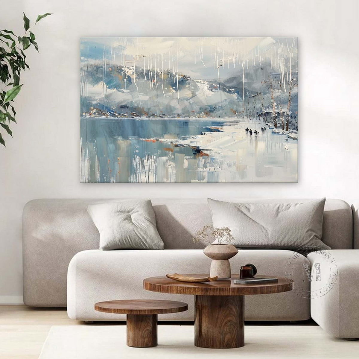 Winter Lake Beneath Snowy Mountains