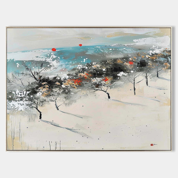 Winter Orchard Beneath Red Suns