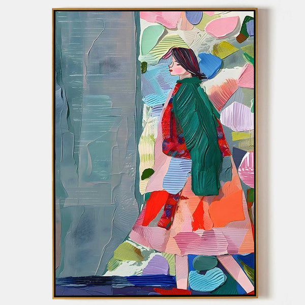 Woman in Green Coat Walking