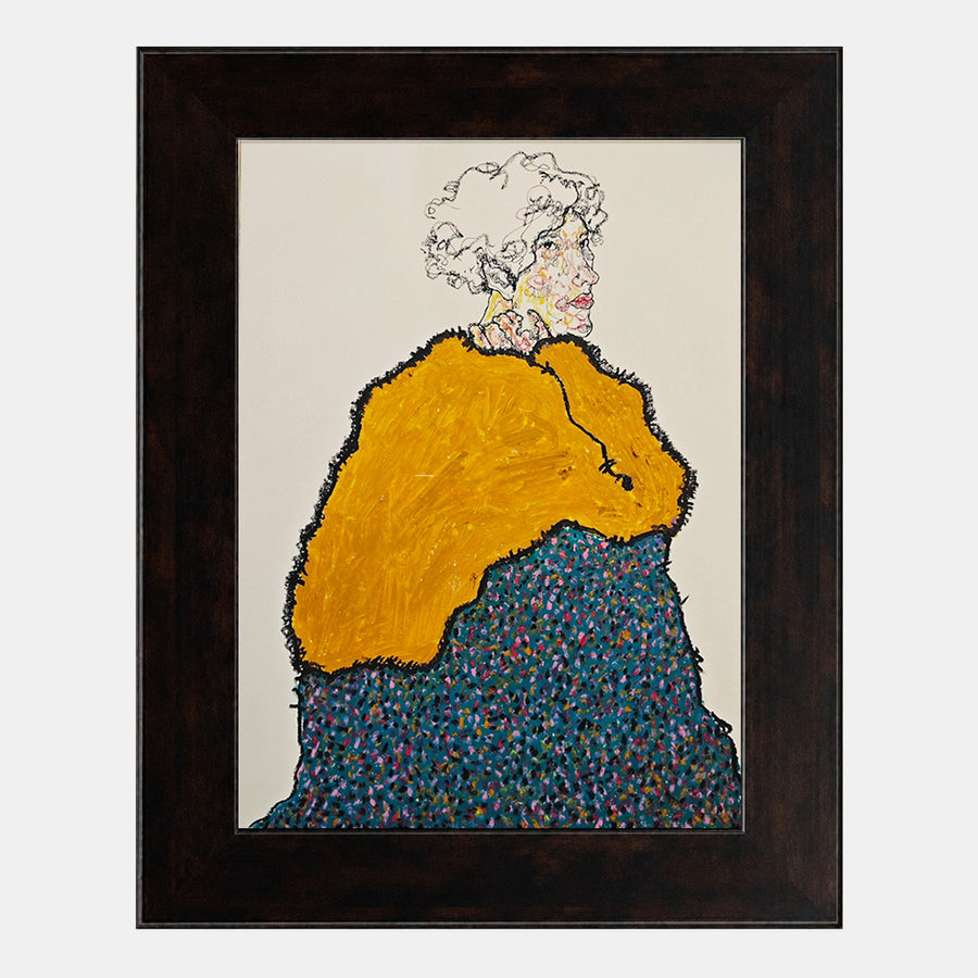 Woman in Ochre Fur Wrap