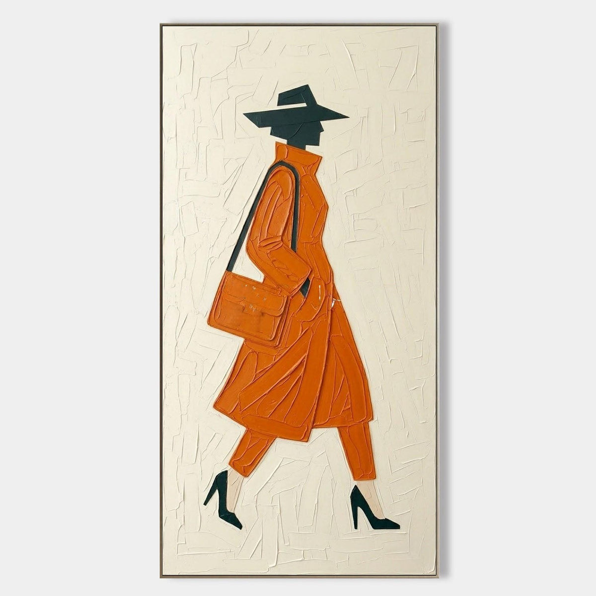 Woman in Orange Coat Walking