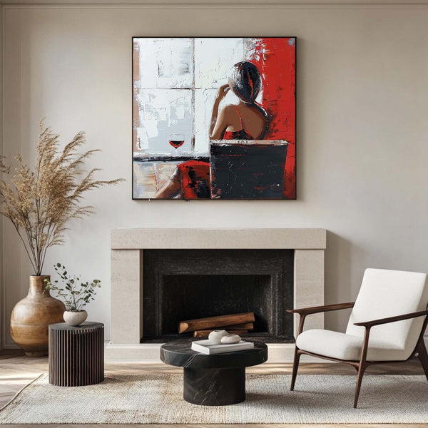 Woman in Red by the Window