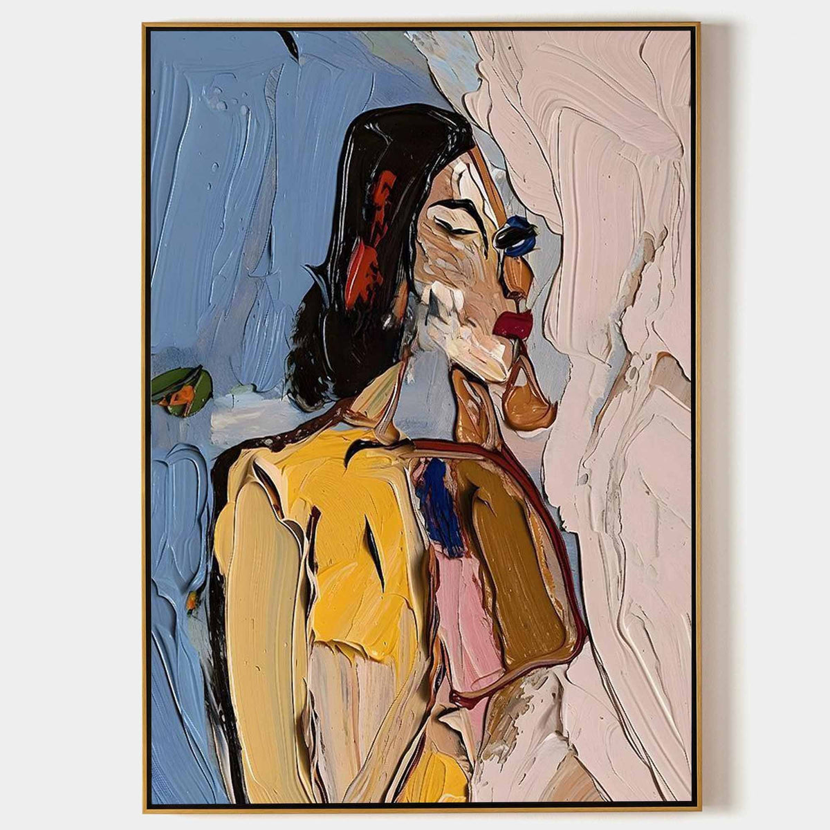 Woman in Yellow with Closed Eyes