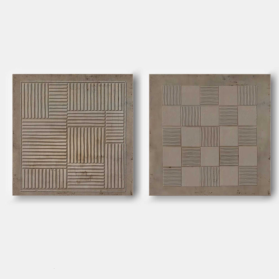 Woven Relief Squares in Taupe