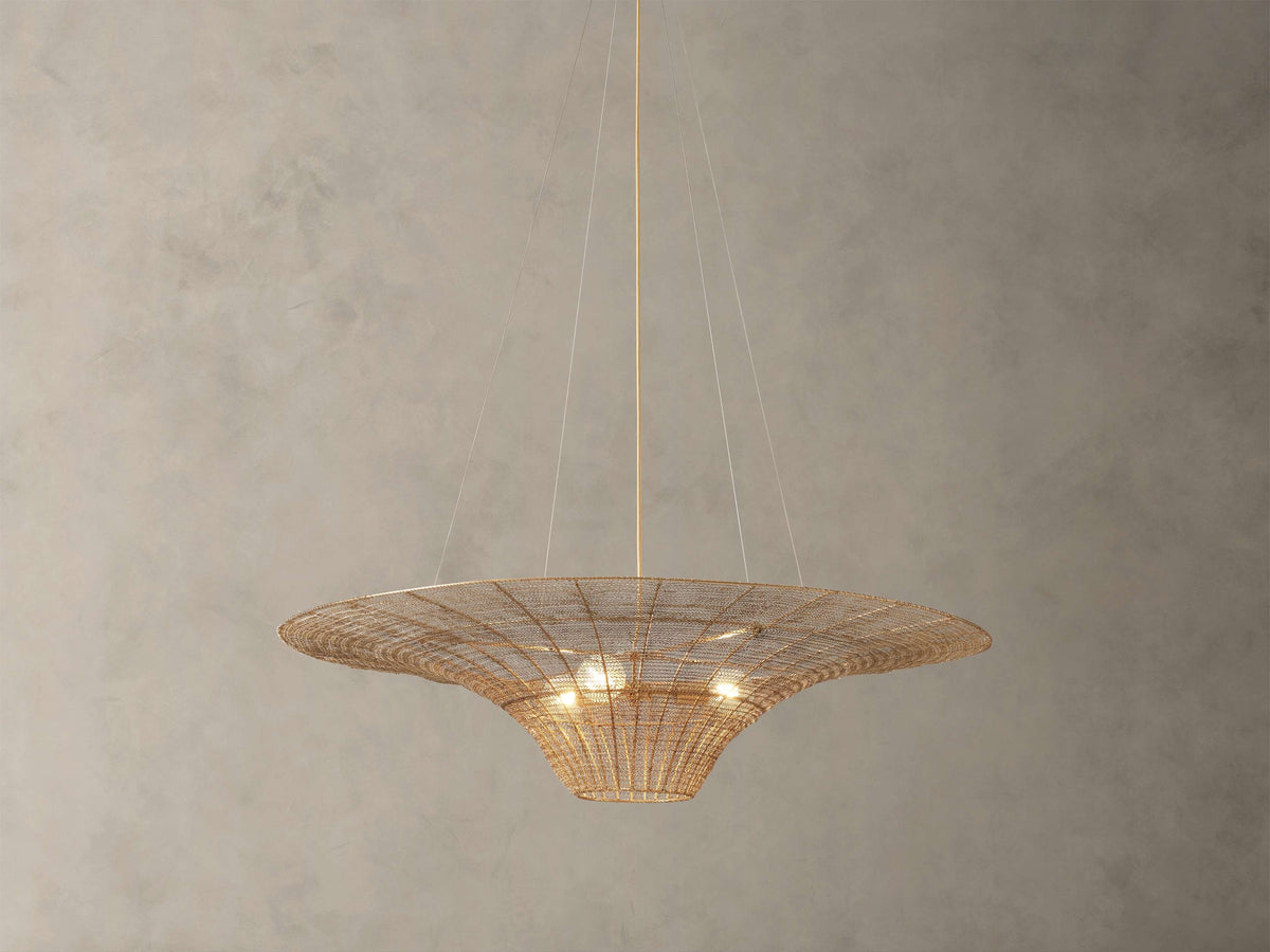 Woven Steel and Brass Mesh Cluster Chandelier