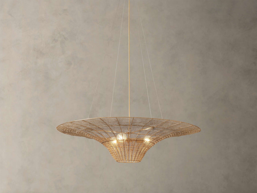 Woven Steel and Brass Mesh Cluster Chandelier